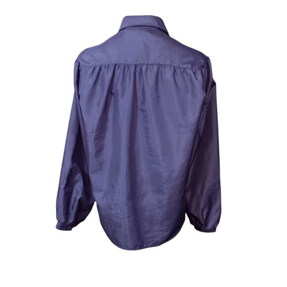 VINTAGE Blouse Top M/L Iridescent Purple Retro Office Career Special Event‎ VTG - Picture 3 of 10
